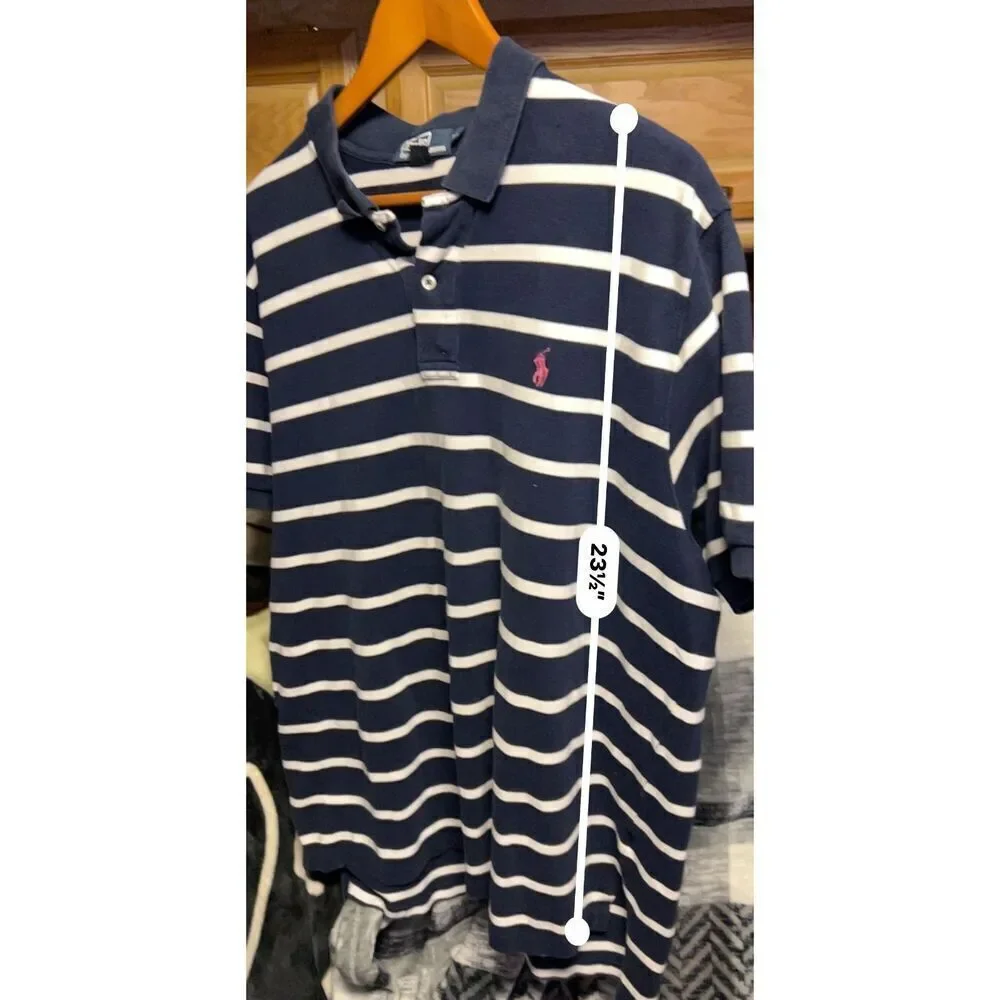Polo Ralph Lauren Men's Polo Shirt Navy White Stripes XL